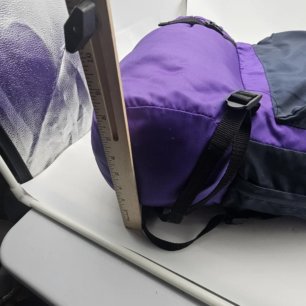 Vintage Kids Sleeping Bag‎ Small Backpack Carrier Purple Stick Figure Camping